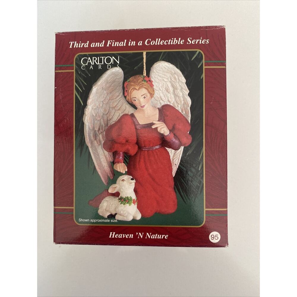 Carlton Cards Christmas Heaven & Nature 2000 Angel Lamb Ornament W/Original Box